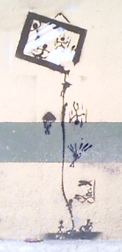Graffiti urbano Escapando por casualidad del cuadro